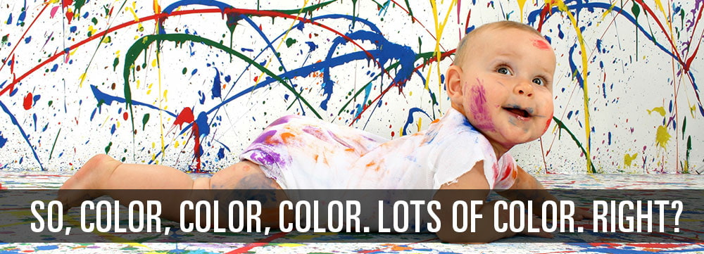 Baby splattered with paint image