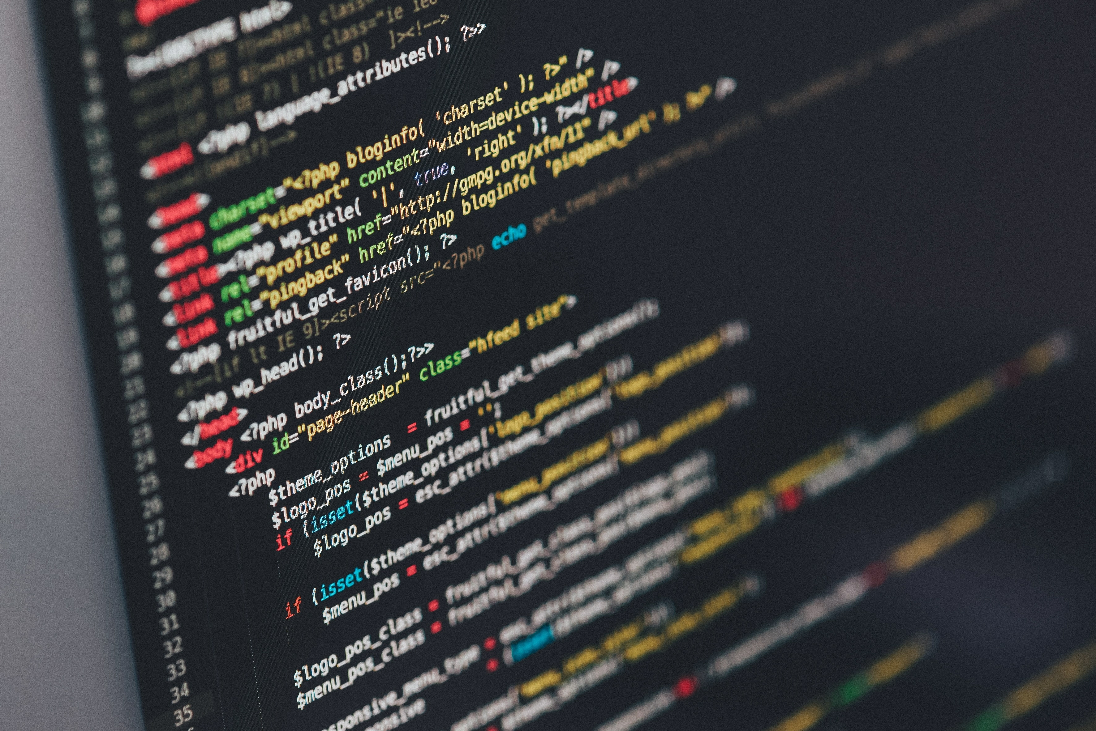 Website code in different colored text.