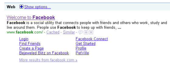 2 Facebook Google Search Results