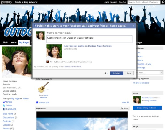 1 Ning Social Networking Facebook Integration