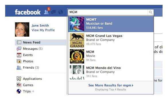 MGM Facebook search 
