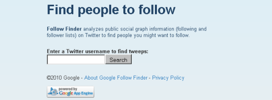 google follow finder screenshot