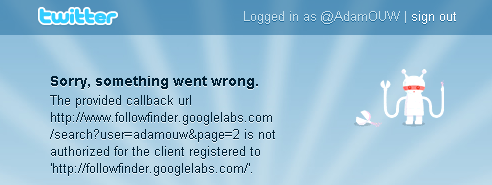 google follow finder error screenshot