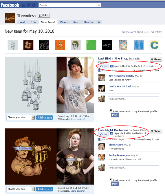 threadless facebook tab screenshot