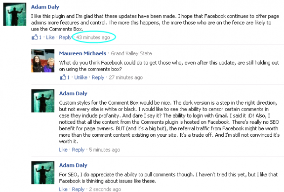 Oneupweb Facebook Comments Update Time Stamp