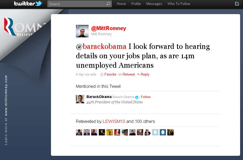 Mitt Romney Twitter Profile 