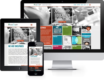 Responsive example of the Oneupweb website