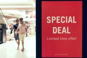 sign reading special deal limited time offer