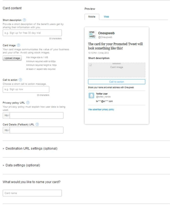 Complete Your Twitter Lead Generation Card