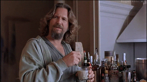 the dude stirs his white russian