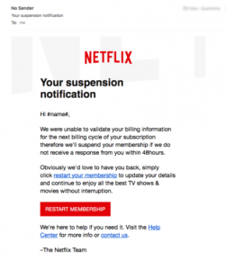 Netflix suspension notification