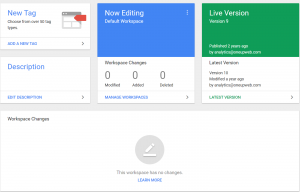 A screenshot Google Tag Manager dashboard.