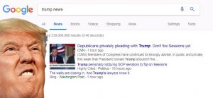 A screenshot of a Google search for "Trump News."