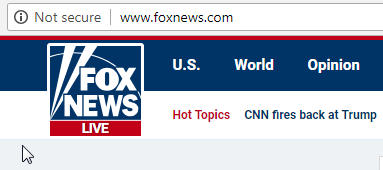 A screenshot of Fox News URL that is not secure.