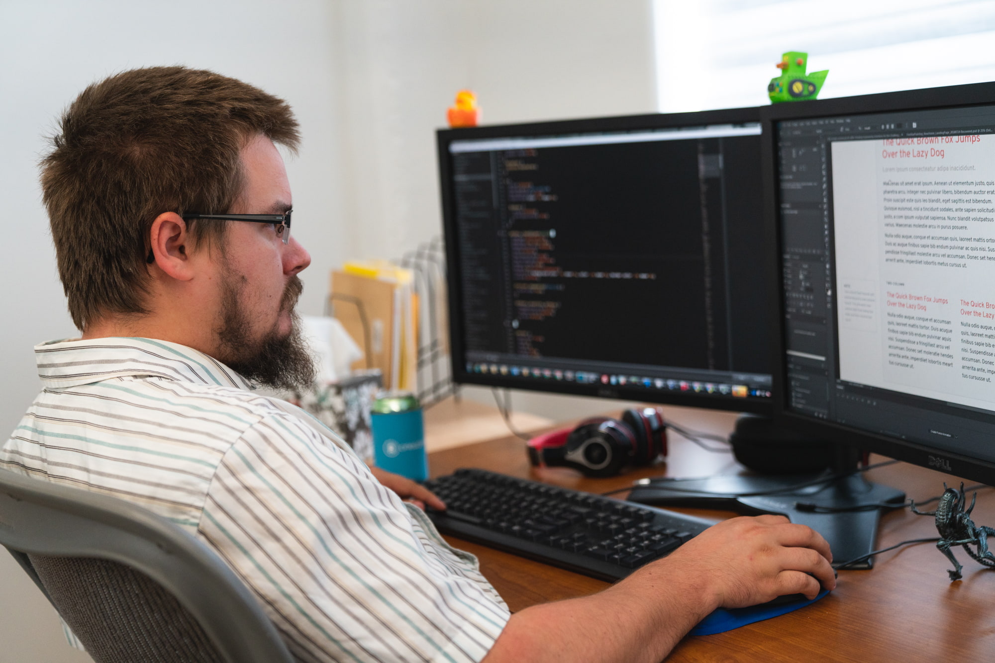 A male web developer working on a website project.