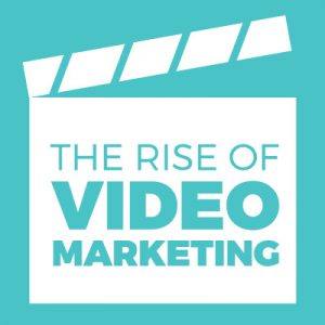 graphic of white clapperboard on teal blue background with "the rise of digital marketing" in text on top of it