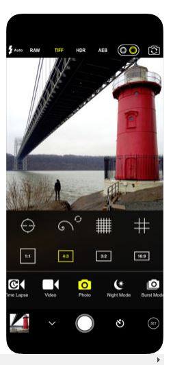 screenshot of procam app screen with photo of lighthouse open on the app