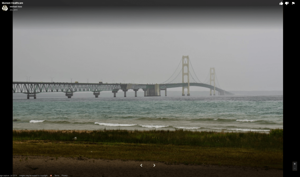 photo on munson healthcare's google my business profile of the mackinac bridge