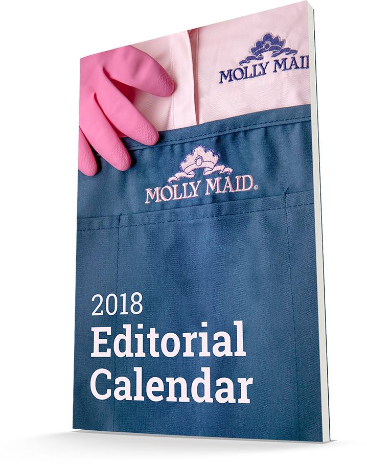 book cover with molly maid uniform and text reading 2018 editorial calendar