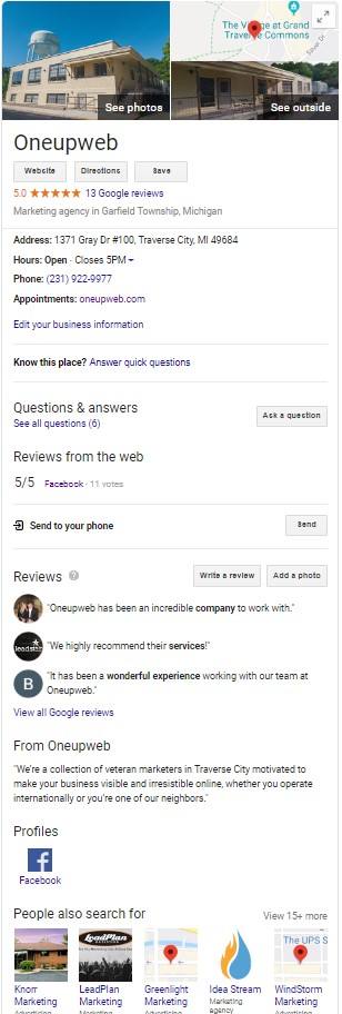 google my business listing screenshot