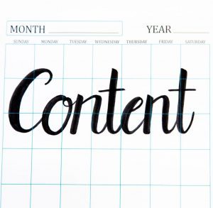 Calendar with the text "Content" over it