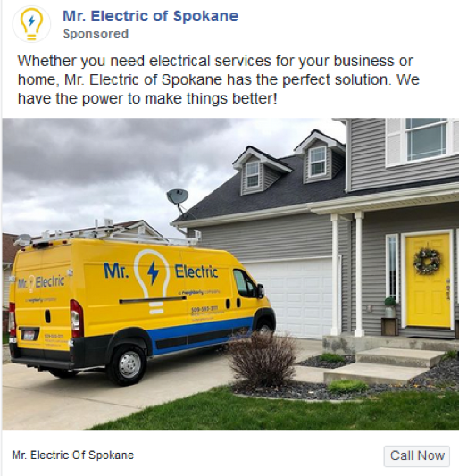 good example of a local franchise display ad for Mr. Electric of Spokane