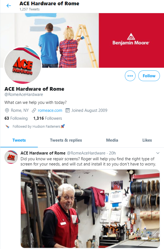 twitter profile that is a good franchisee profile page