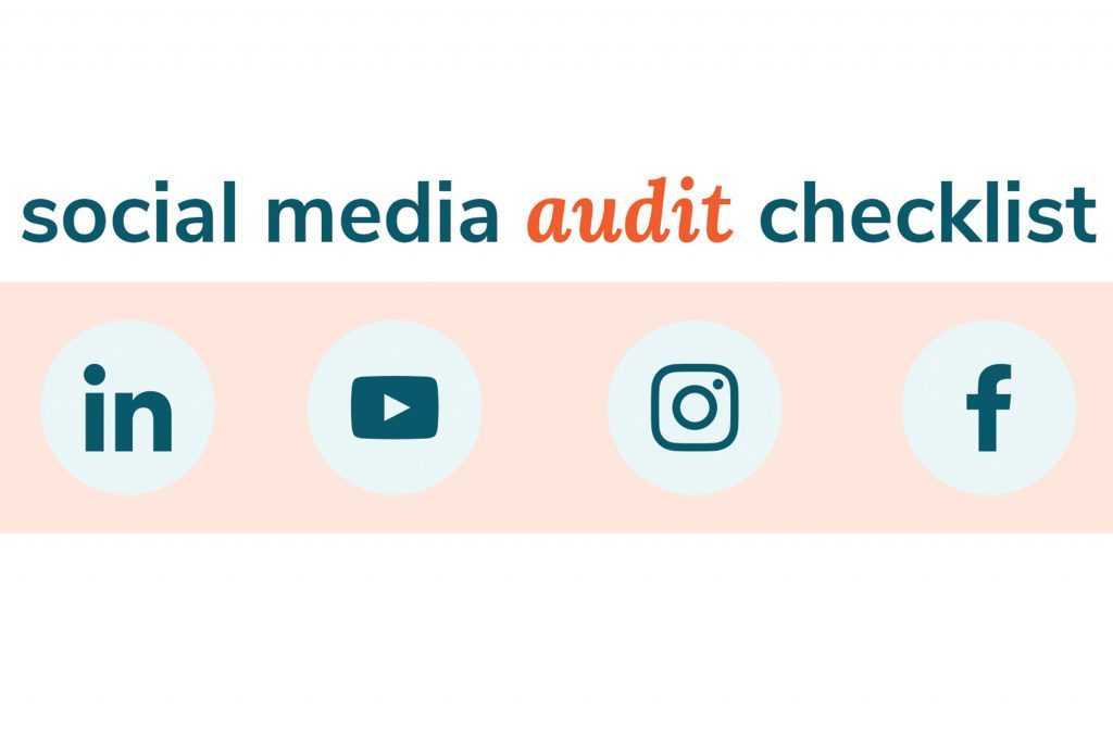 Social media audit checklist graphic with platform icons