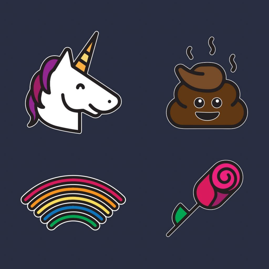 unicorn, rainbow, poop, and rose emojis for global accessibility awareness day