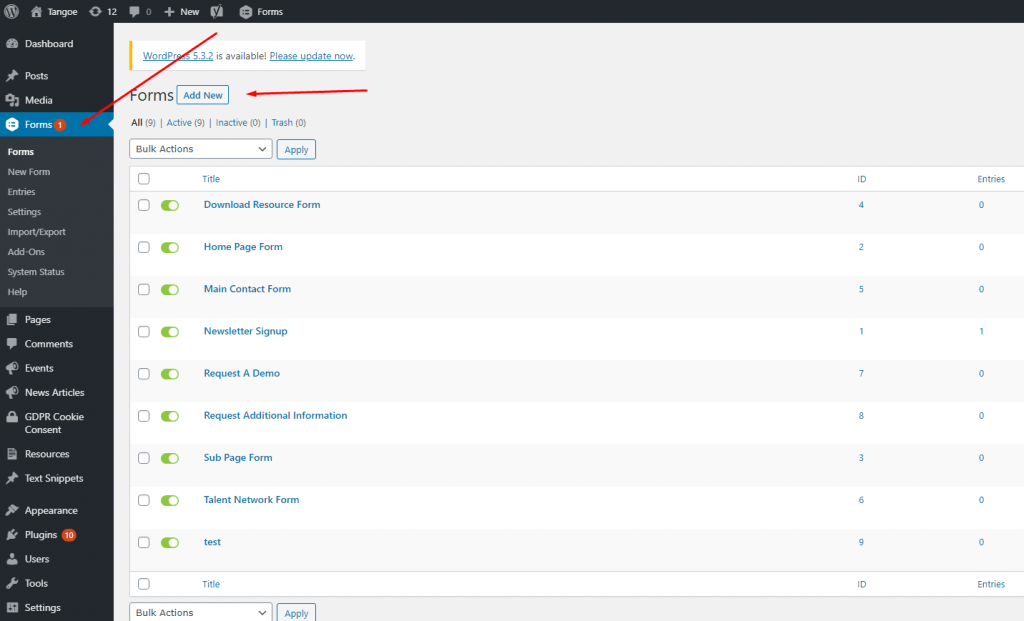 Forms in WordPress