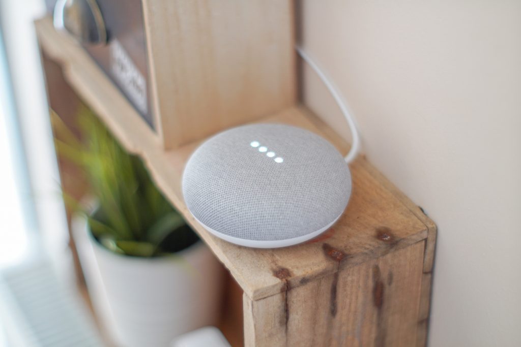 Round smart home speaker, which is an example of why blogging is important for voice search results