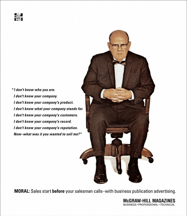 Famous old McGraw-Hill advertisement shows old man in a chair with quotation 