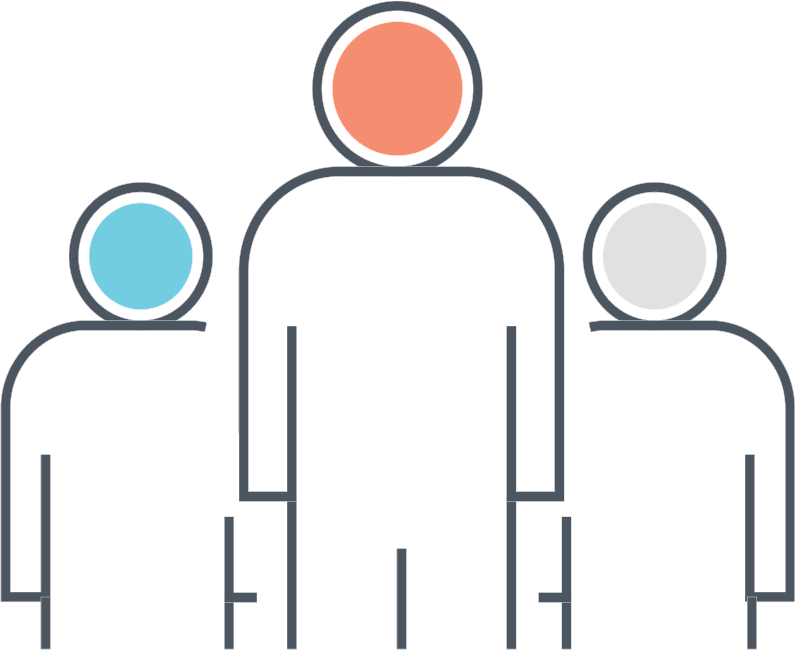 Simple illustration of three human figures