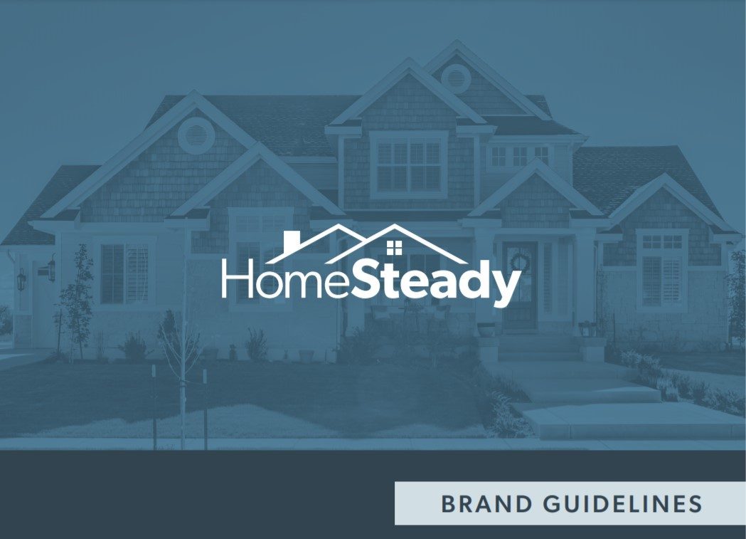 The front cover of HomeSteady’s brand guide created by Oneupweb