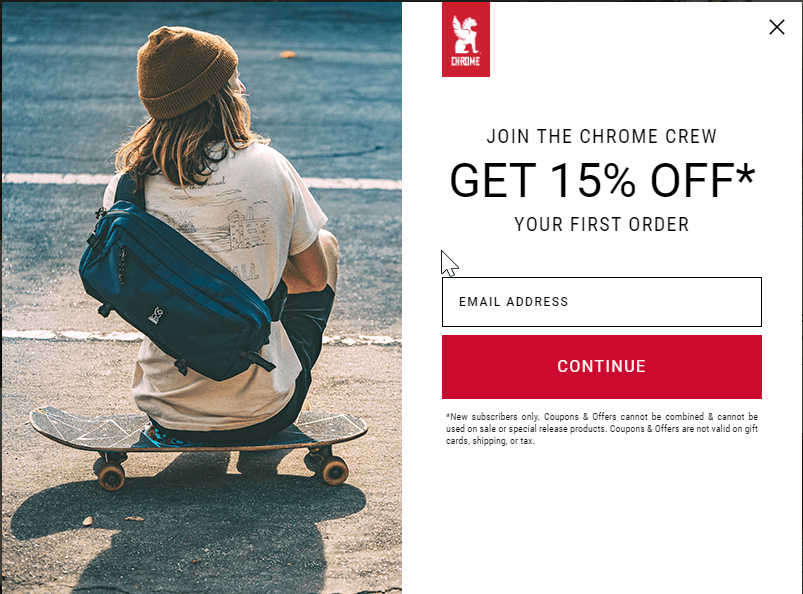 an email offer for 15% off