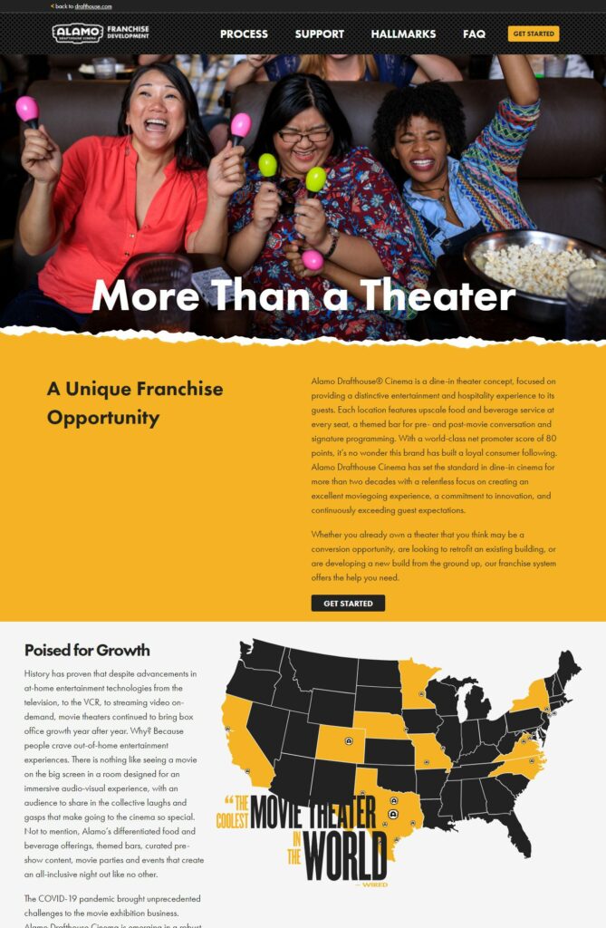 Oneupweb worked with Alamo Drafthouse to create a new franchise site.