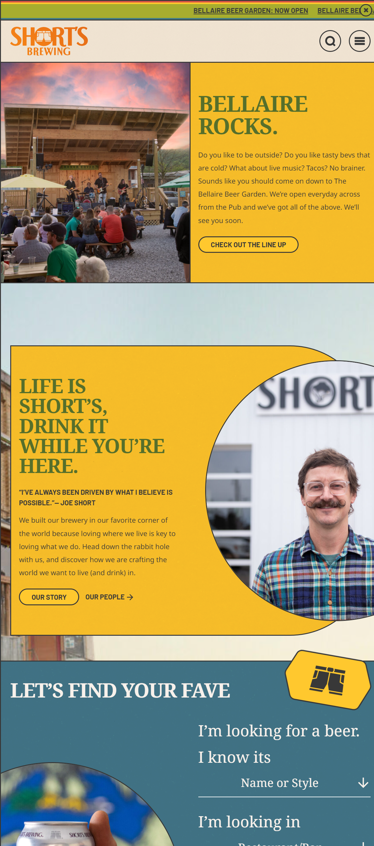 shorts brewing companys new website homepage designed and developed by oneupweb