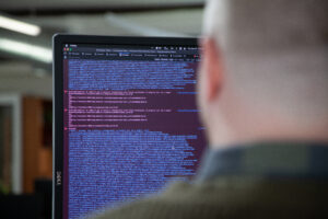 a website developer works on code